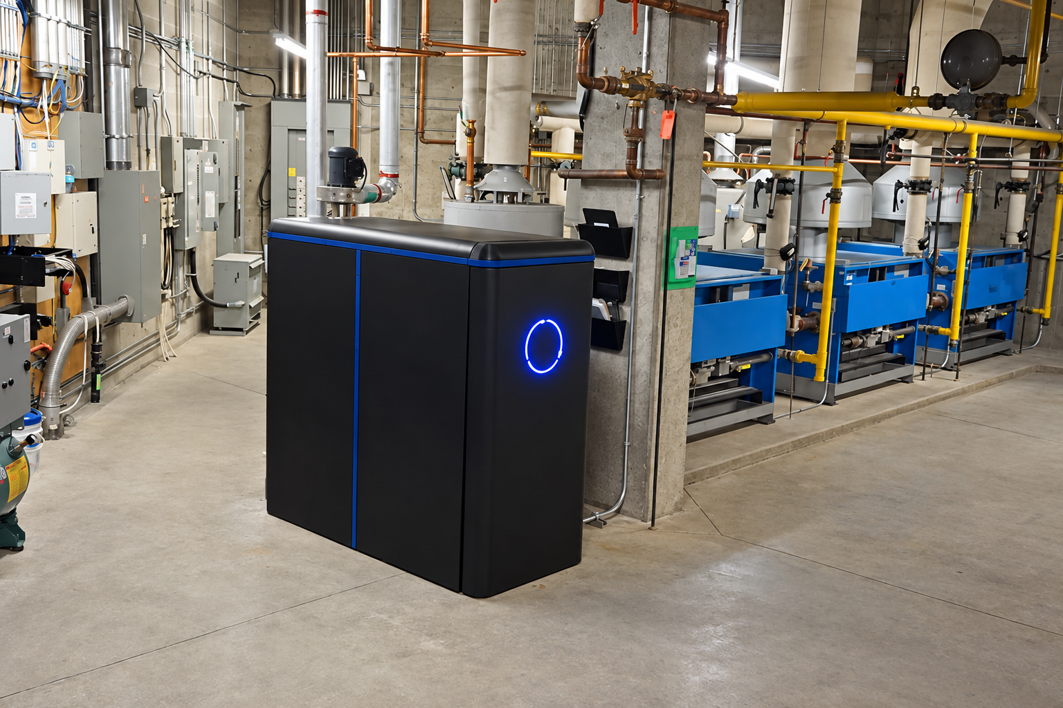 AI-enhanced photograph of CarbinX in a mechanical room